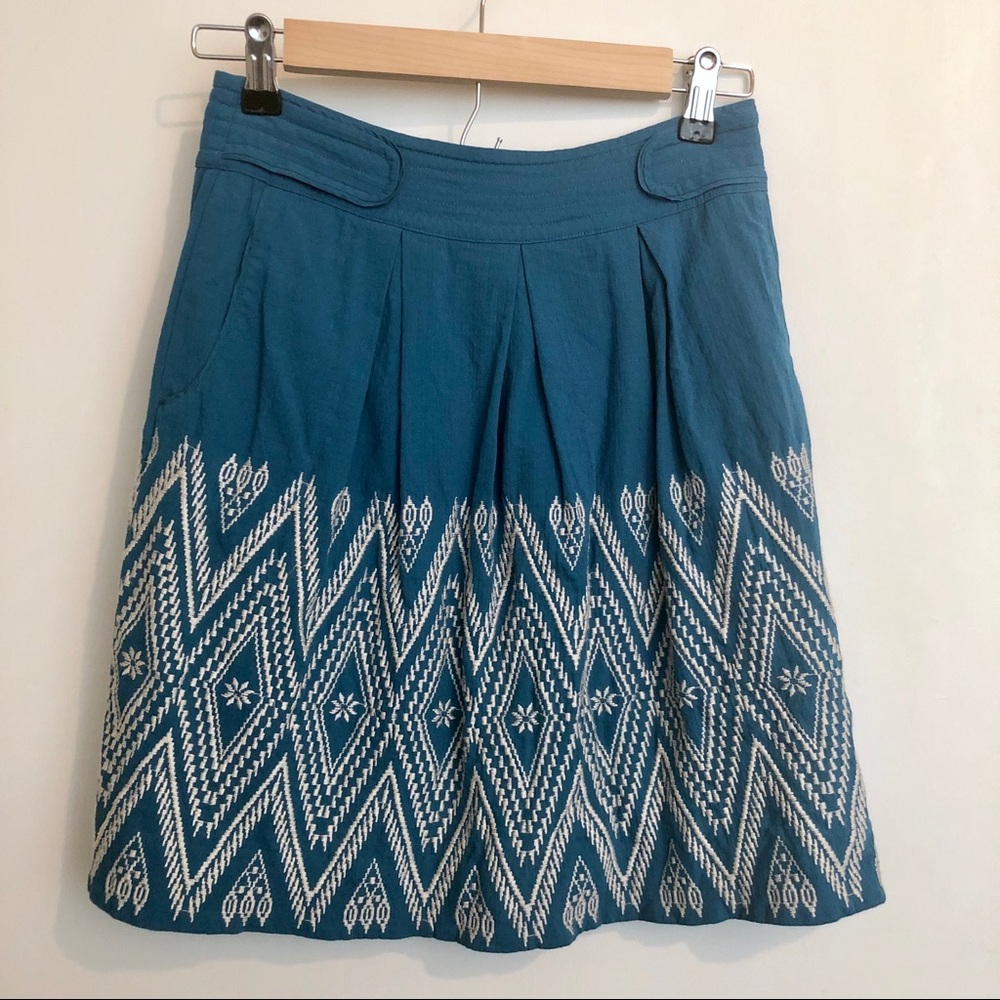 Patterned Blue Skirt | Anthropologie | Floreat